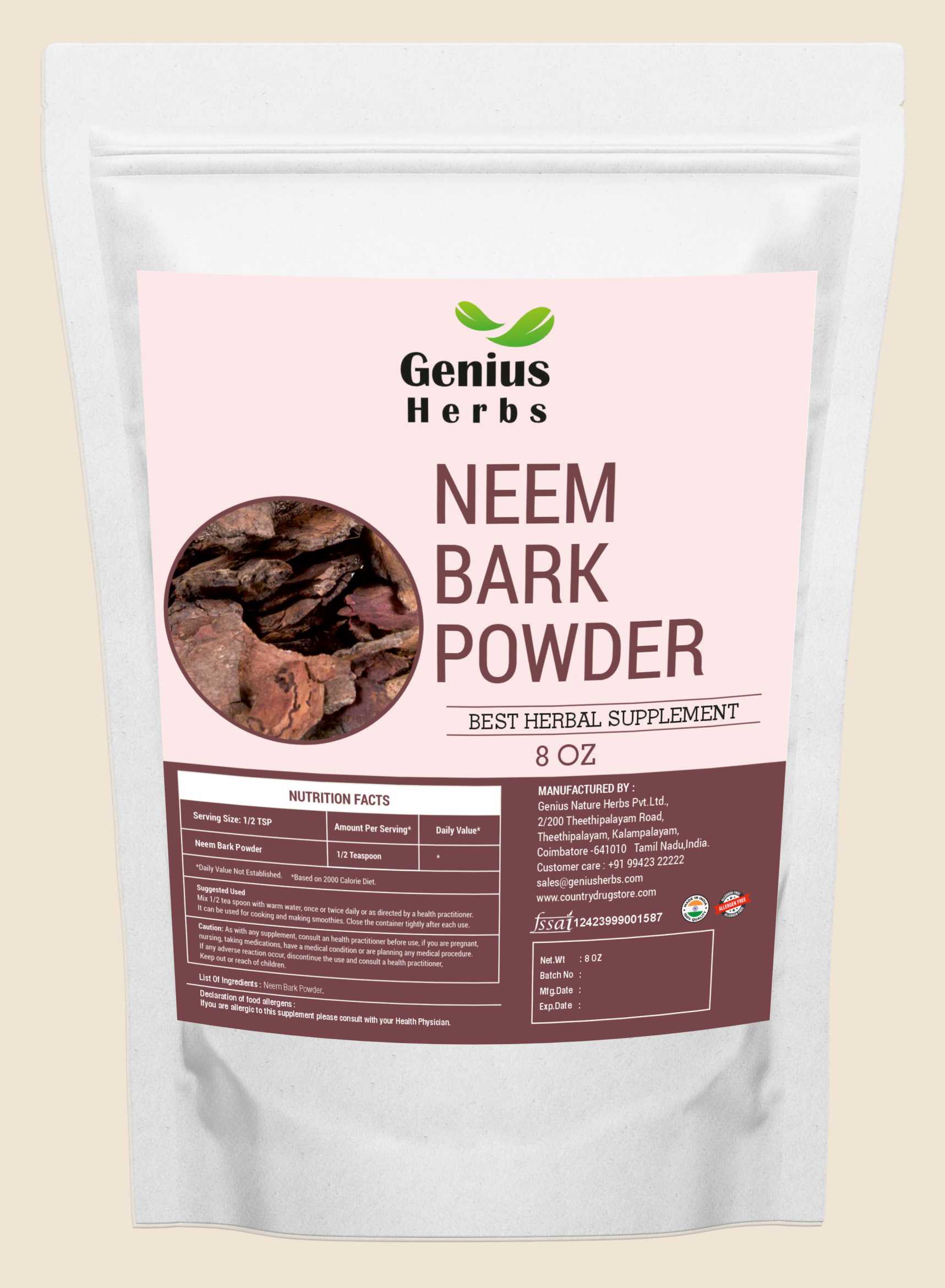 Neem bark powder Wholesale Manufacturer & Supplier in India